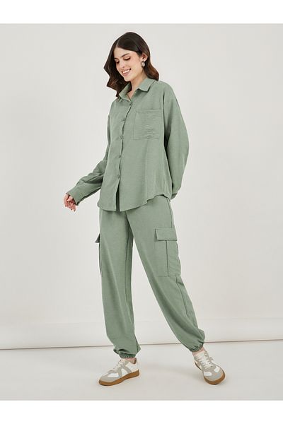 Styli Oversized Flap Pocket Shirt and Joggers Co-Ords