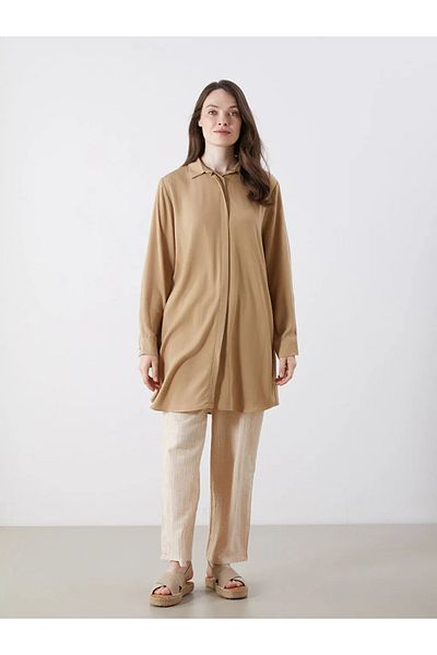 LC Waikiki Lcw Grace Beige Krinkle Women's Shirt Tunic
