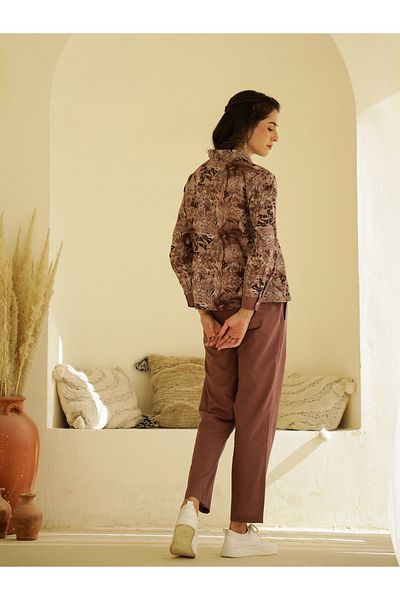 Sanskrutihomes By Styli Printed Spread Collar Cotton Shirt with Trousers Co-Ords