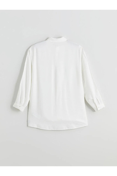 LC Waikiki LCW Modest Ekru Ajurlu Brode Detaylı Kadın Gömlek Tunik