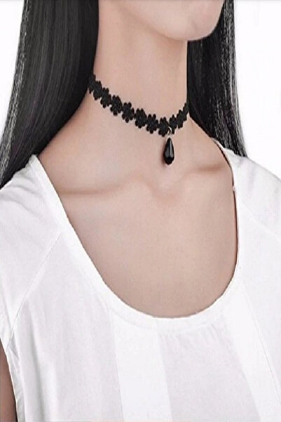 OEM Colier Choker Fashion Black Gothic Flower - Colier elegant pentru gât