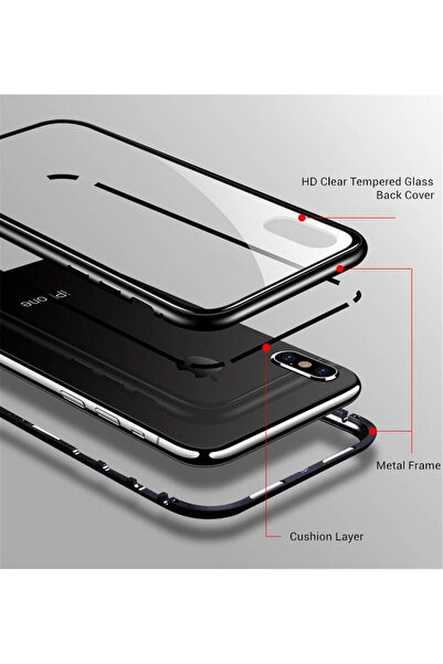 MNMYSTYLE Carcasă din aluminiu cu închidere magnetică și spate din sticlă sec...