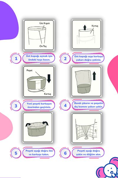 Korbell 16L Compatible Domestic Garbage Bag - 4 Pack - 2000 Pieces Baby Diaper Capacity