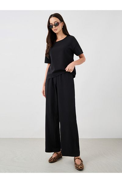 Styli Solid Short Sleeve T-Shirt and Pants Co-Ords