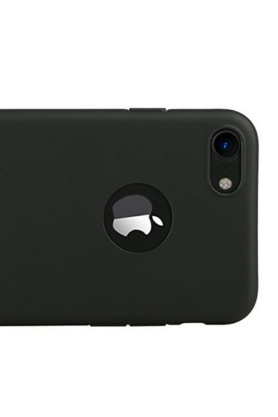 OEM Carcasă pentru iPhone 7 (4,7 inch) din silicon dens, decupaj cu logo, negru mat