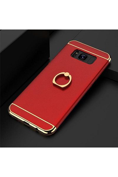 OEM Carcasă Samsung Galaxy S8, Elegance Luxury 3in1 Ring, Roșu