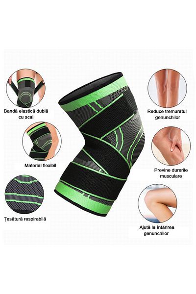 OEM Adjustable Elastic Knee Brace, Breathable , 1 Piece Green with Black Size M