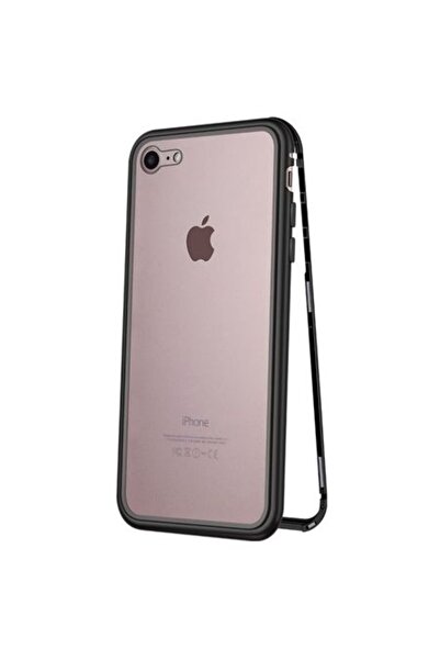 OEM Съвместим с Apple калъф за iPhone 8, магнитен, 360 градуса, черен, с гръб...
