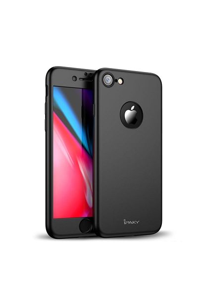 OEM Husă completă Ipaky pentru iPhone 8 360 + folie din sticlă securizată, neagră