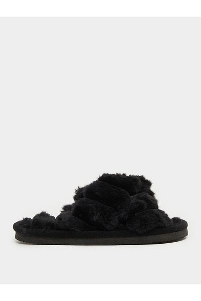 Styli Textured Fluffy Bedroom Slippers