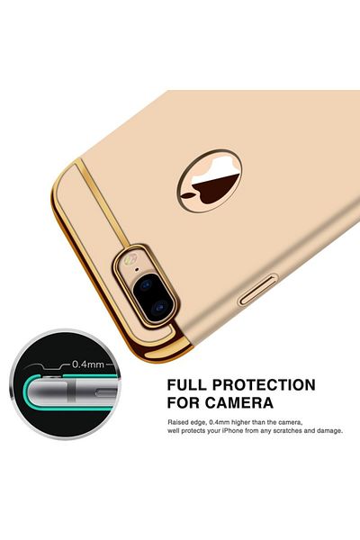 OEM Husa de telefon Apple iPhone 8 Plus oferă protecție 3 în 1, inel G mată auriu ultrasubțire Lux