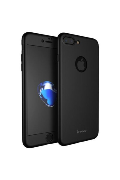 BLACK Husă Apple iPhone 8 Plus, FullBody Elegance Luxury iPaky Neagră, acoper...