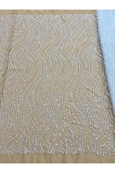 Luxuro Couture Diamond Lace Linear Pattern, with Beads and Sequins