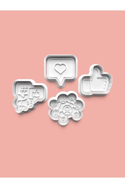 AKTASTORE Social Media Cookie Mold and Sugar Dough Mold Set of 4 0680-Set