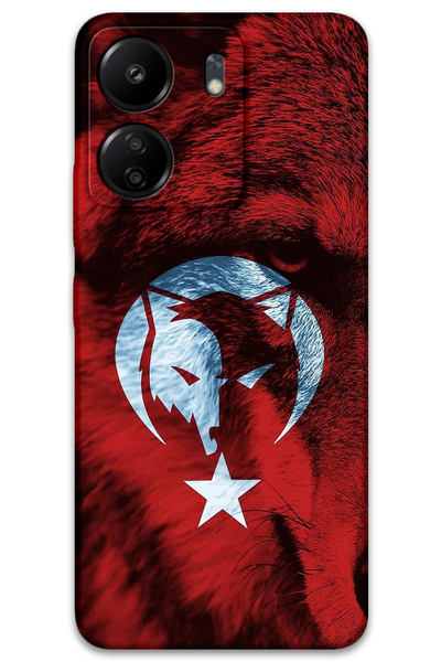 Gramaphone Xiaomi Redmi 13c Uyumlu Türk Bayrağı Desenli Telefon Kılıfı + Ekran Koruyucu - 5856