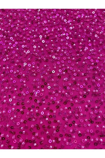 Luxuro Fuchsia Couture Lace with General Pattern, Beads and Sequins
