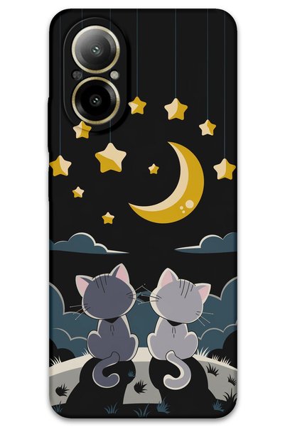 Gramaphone Realme 12 Lite Compatible Cat Pattern Phone Case + Screen Protecto...