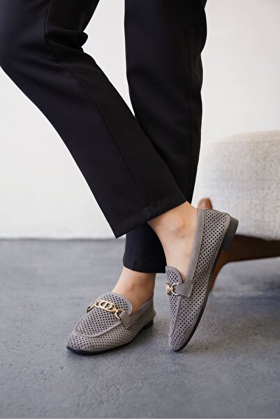 MODAADAM Жіночі кельтські балетки з пряжкою - сірі