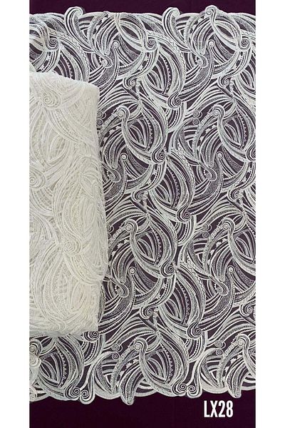 Luxuro Geometric Pattern Lace with Pearls and Sequins