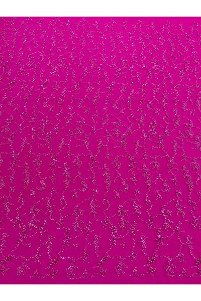 Luxuro Couture Fuchsia Lace with Pearls, Beads and Sequins