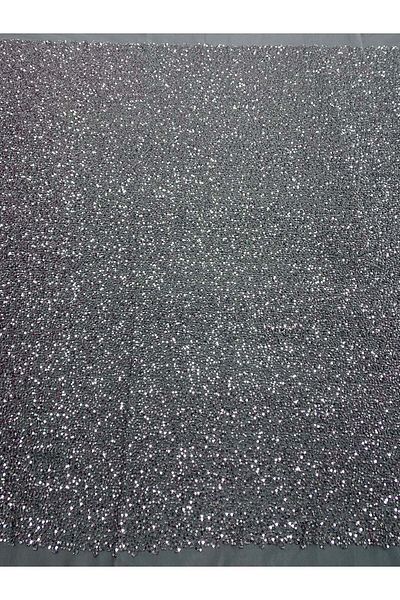 Luxuro Anthracite Grey Couture Lace with General Pattern, with Beads and Sequins