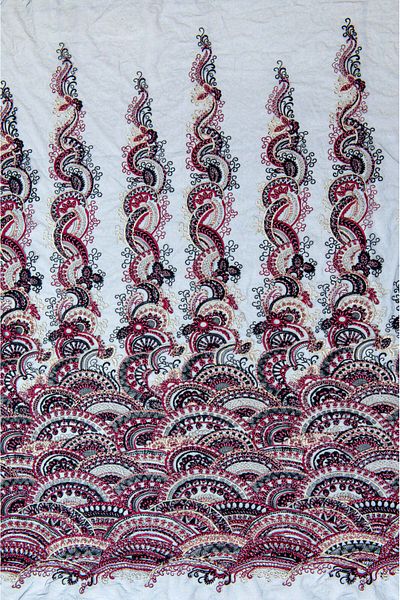 Luxuro Black Lace with Geometric Pattern, with Pearls, Sequins and Beads
