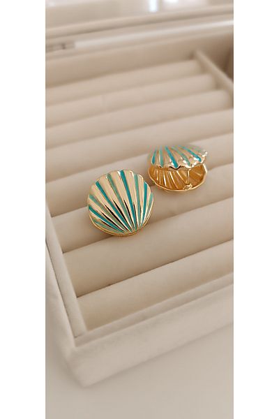 GÜRLER Blue Steel Oyster Earrings