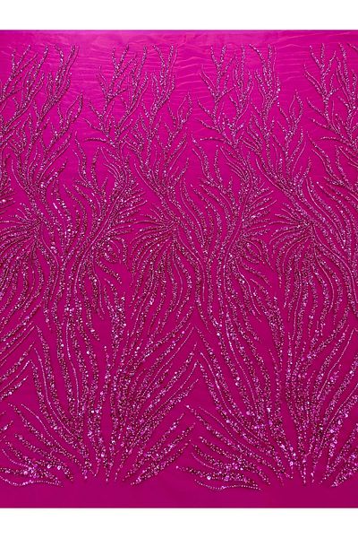 Luxuro Couture Fuchsia Lace with Strings, Beads and Sequins