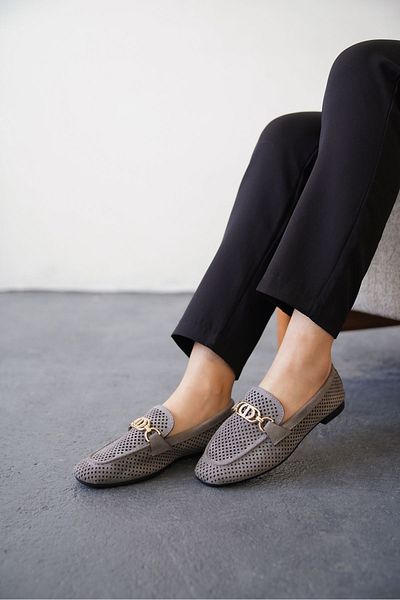 MODAADAM Women's Celtic Buckle Flat Ballerinas - Gray