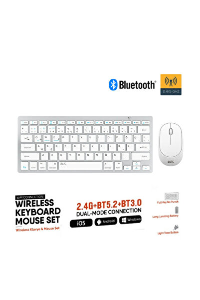 Hietech Kablosuz Mouse Zarif Sessiz Tasarım Dual Mode 2.4G+BT5.2 Klavye Mouse...