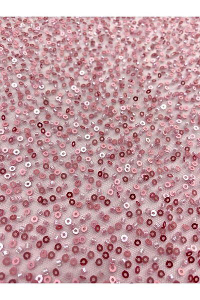 Luxuro Pink Couture Lace with General Pattern, with Beads and Sequins