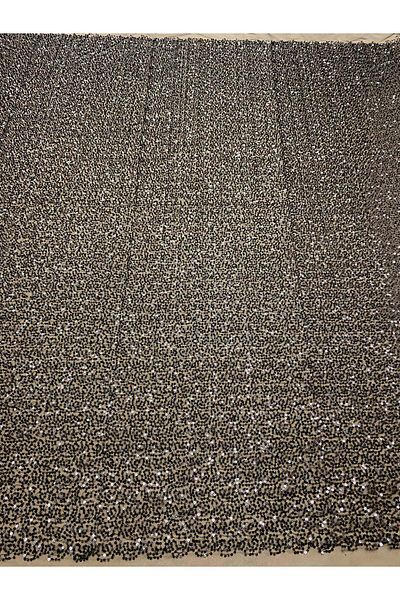 Luxuro Black Couture Lace with General Pattern, with Beads and Sequins