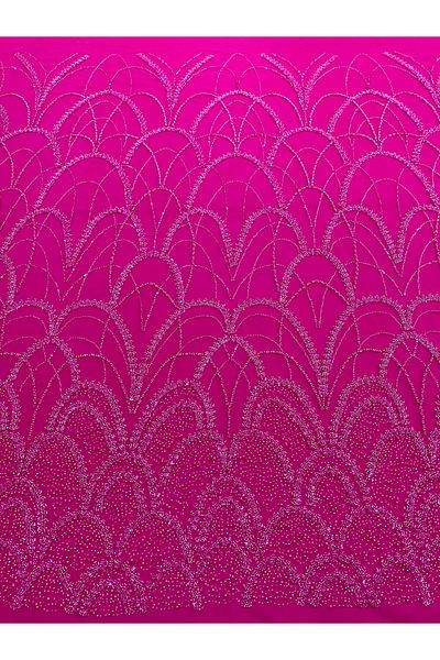 Luxuro Couture Fuchsia Lace with Geometric Pattern, with Pearls, Beads and Sequins