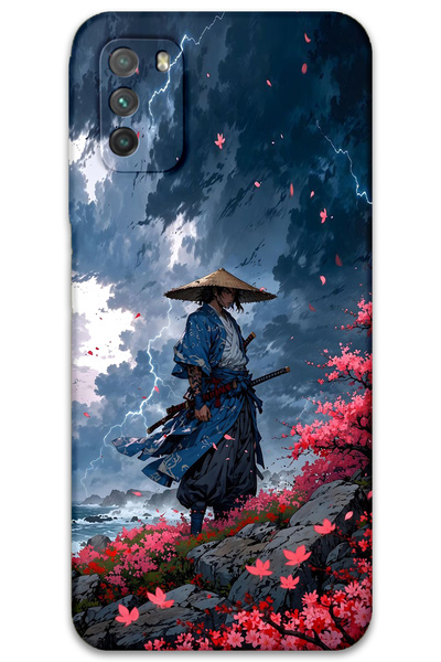 Gramaphone Poco M3 Compatible Samurai Pattern Phone Case + Screen Protector -...