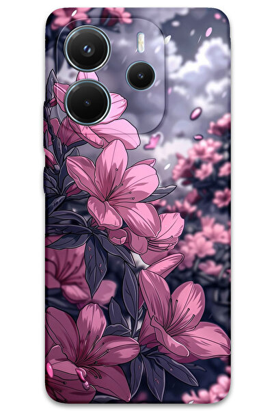 Gramaphone Xiaomi Redmi Note 14 5G Uyumlu Çiçek Desenli Telefon Kılıfı + Ekra...