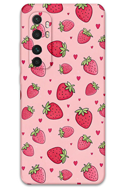 Gramaphone Xiaomi Mi Note 10 Lite Uyumlu Çilek Desenli Telefon Kılıfı + Ekran...