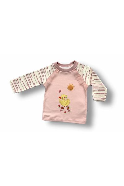 ALFA AKSESUAR 03 0-3 3-6 6-9 Months Fancy Duck Embroidered Long Sleeve Sweatshirt 2-Piece Pink Baby Girl Set