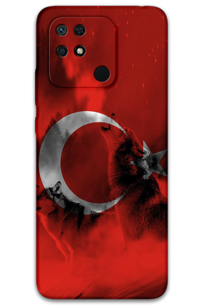 Gramaphone Poco C40 Compatible Turkish Flag Patterned Phone Case + Screen Pro...