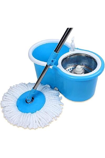 BUNCA Easy Wring and Clean Spin Mop and Bucket Set, Floor Mop with Spin Wringer and Microfiber Mop Head