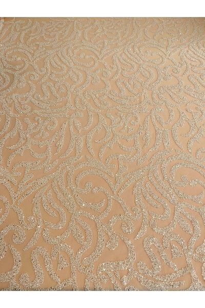 Luxuro Ivory Couture Lace with Geometric Pattern, Beads and Sequins