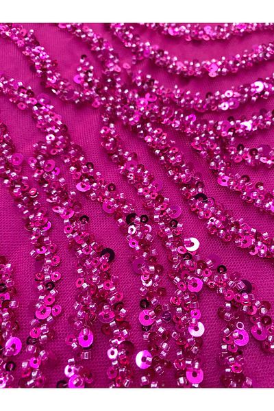 Luxuro Couture Fuchsia Lace with Strings, Beads and Sequins