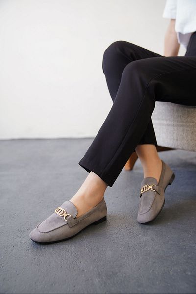 MODAADAM Women's Nicol Buckle Flat Ballerinas - Gray