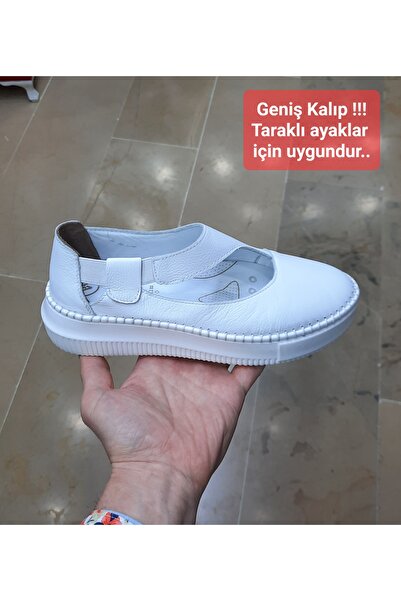 VEFAZEN Kadın İçi-Dışı Hakiki Deri Ortopedik Geniş Kalıp Topuk Dikeni Destekli Ayakkabı