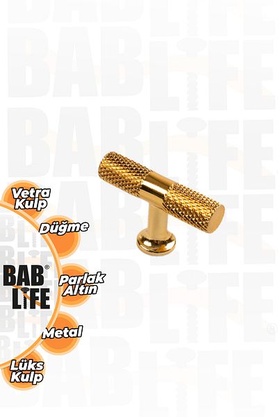 bablife Vetra Bright Gold Button Metal Luxury Drawer Cabinet Furniture Handles