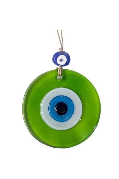BAR SAN Transparent Green Evil Eye Beaded Wall Ornament 10 cm Glass Wall Decor