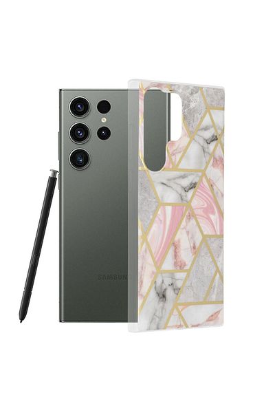Techsuit Case for Samsung Galaxy S23 Ultra - Techsuit Marble Series - Pink Hex