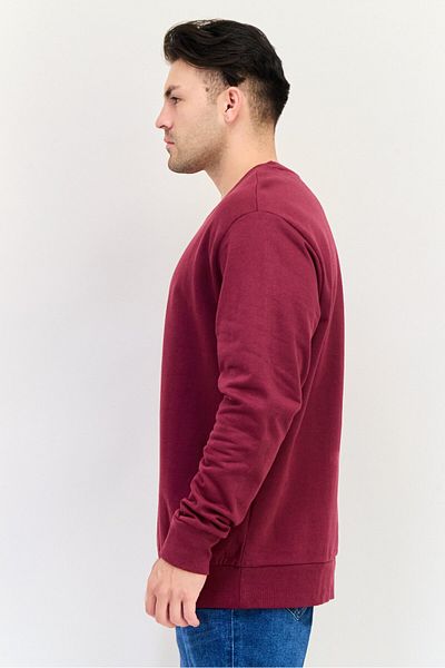 Kangol Men Ribbed Neck Embroidered Logo Long Sleeves Sweatshirt, Maroon