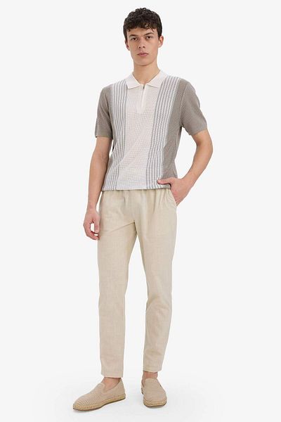 DeFacto Standard Fit Half Zip Knitwear Short Sleeve Polo T-Shirt E5438Ax25Sm