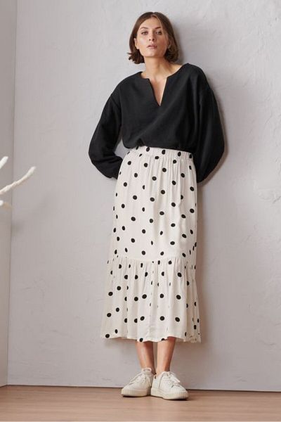 Tchibo Women Polka Maxi Skirt, White
