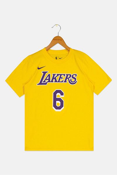 Nike X NBA Kids Boy Lakers Short Sleeve Basketball T-Shirt, Yellow